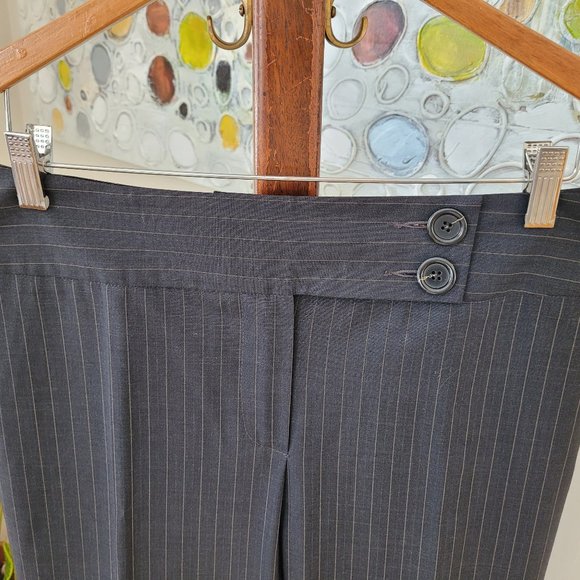 Periphery Grey and Camel Pinstriped Wool Blend Pants US 6 - Picture 5 of 12